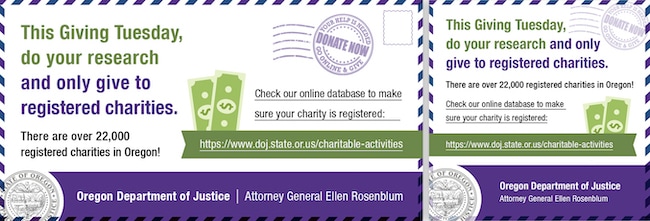 Social media graphics warning of Giving Tuesday charity scams