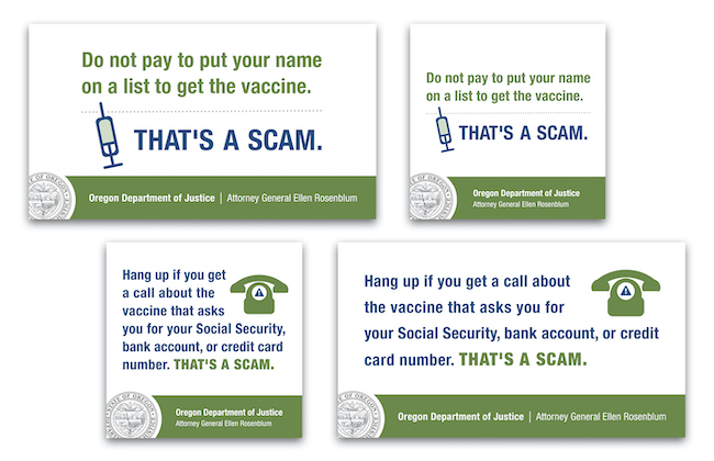 COVID Vaccine Scam social media graphics